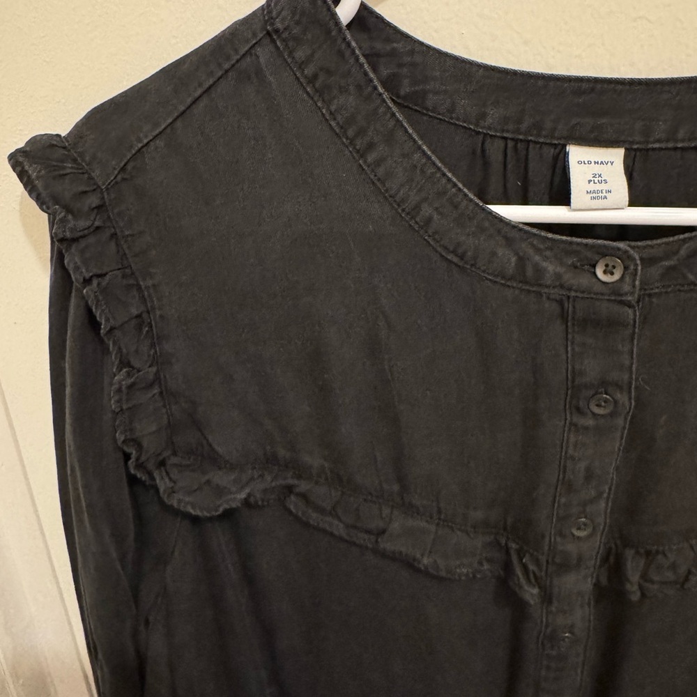 Black Ruffled Button-Down Dress - Picture 2 of 2